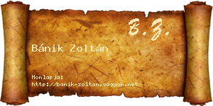 Bánik Zoltán névjegykártya